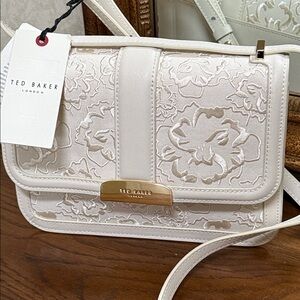 Ted Baker London Ginn Marie Floral Embroidered Crossbody Shoulder Bag. Gold tone